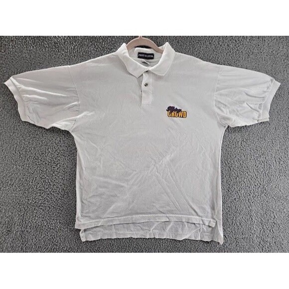 Vintage Flying Crowd Sailing Polo Shirt Mens Large White Sailboat Double Sided - Picture 1 of 6